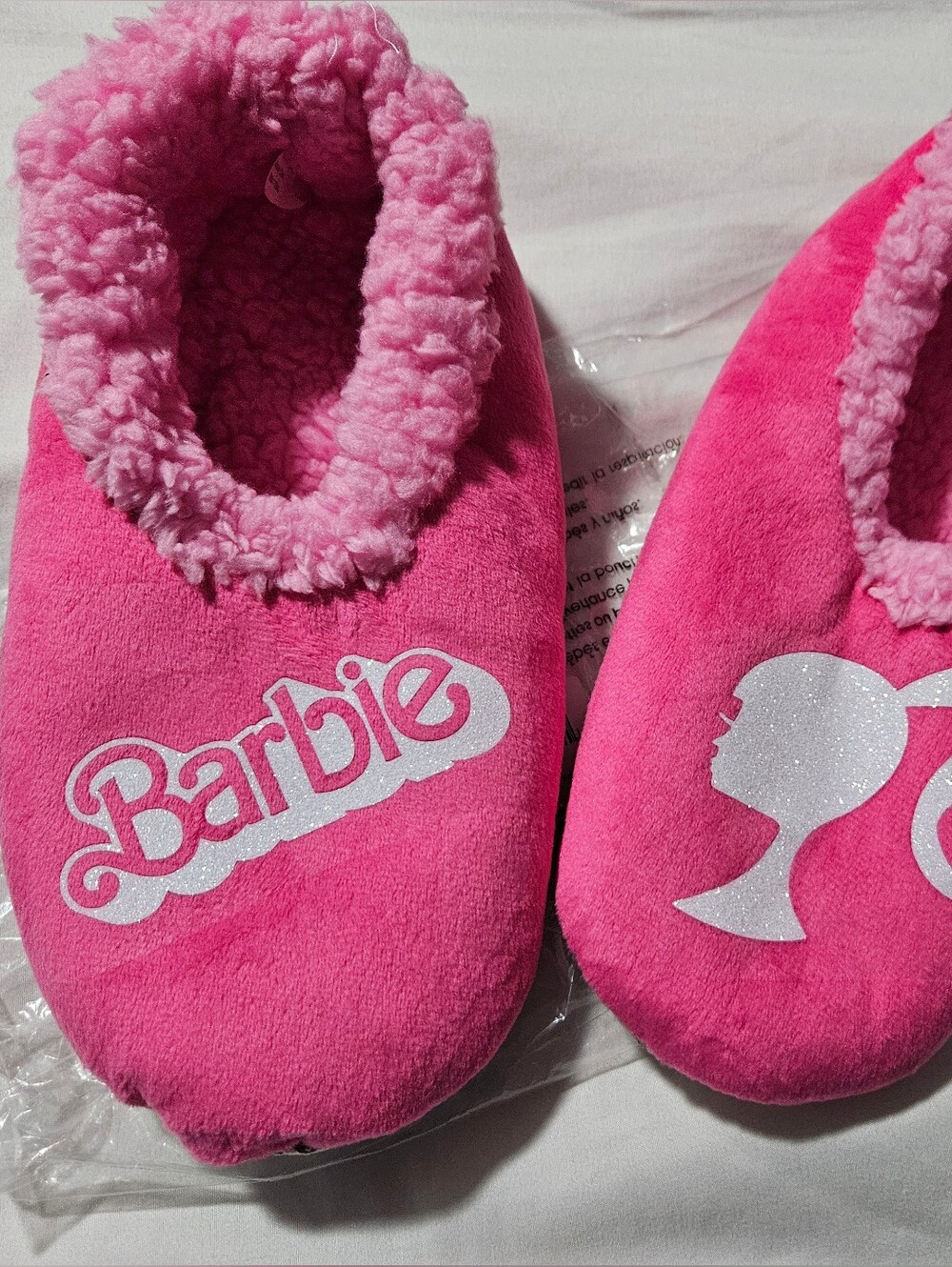 Snoozies Barbie Pink Plush Slip-On Slippers
